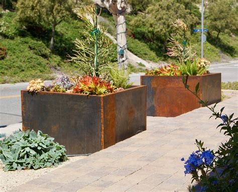 corten steel box planters|corten steel planter fabricators.